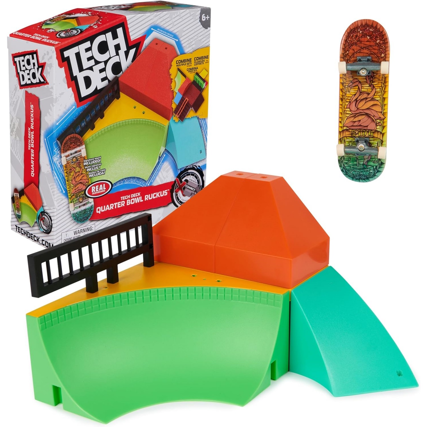Tech Deck, Quarter Bowl Ruckus X-Connect Park Creator, Customizable And Buildable Ramp Set With Exclusive Fingerboard, Kids Toy For Ages 6 And Up
