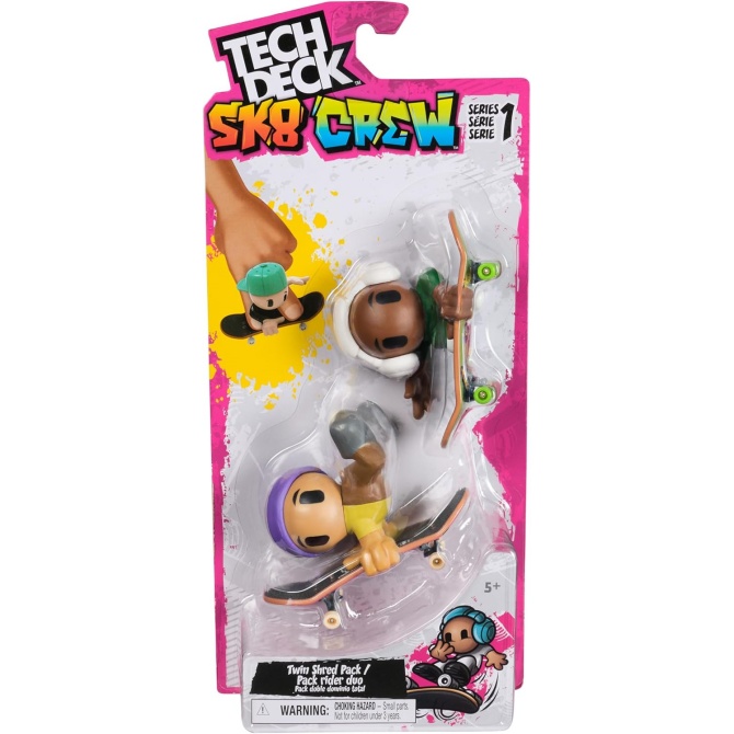 Tech Deck Sk8 Crew, 2 Exclusive Fingerboards With Assist Figures, Customizable Collectible Mini Skateboards, Toys For Kids Ages 5+ (Styles May Vary)