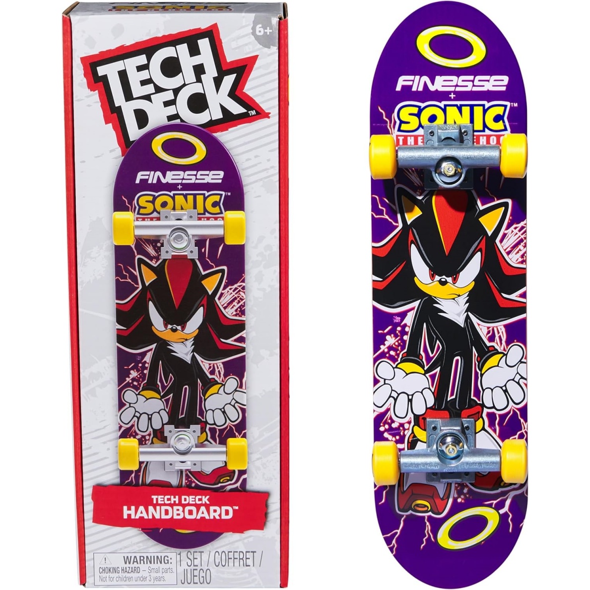 Tech Deck, Finesse X Sonic The Hedgehog Handboard; Authentic Mini Skateboards, Kids Toys For Boys & Girls, Ages 6 And Up (Hands Use Only)